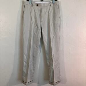 Roundtree &‎ York Tan Cream Boxy Straight Leg Dress Pants Trousers